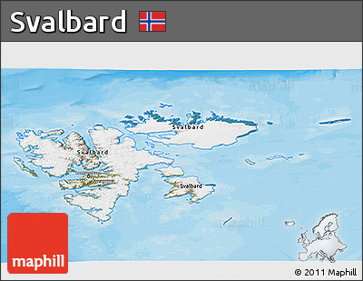 Satellite 3D Map of Svalbard, political shades outside