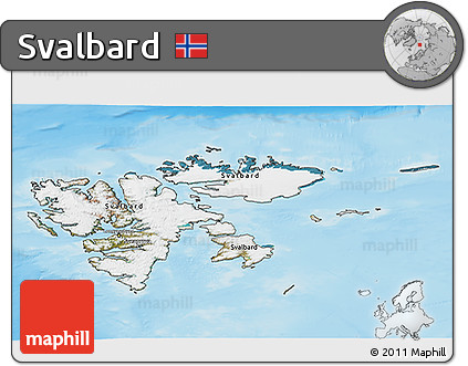 Satellite 3D Map of Svalbard, shaded relief outside