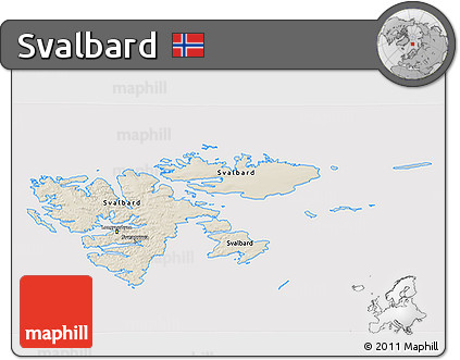 Shaded Relief 3D Map of Svalbard, cropped outside