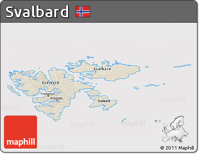 Shaded Relief 3D Map of Svalbard, cropped outside