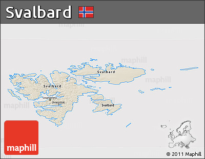 Shaded Relief 3D Map of Svalbard, cropped outside