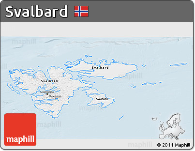 Silver Style 3D Map of Svalbard