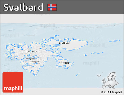 Silver Style 3D Map of Svalbard