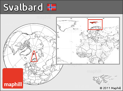 Blank Location Map of Svalbard, within the entire continent