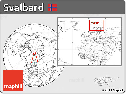 Blank Location Map of Svalbard, within the entire continent