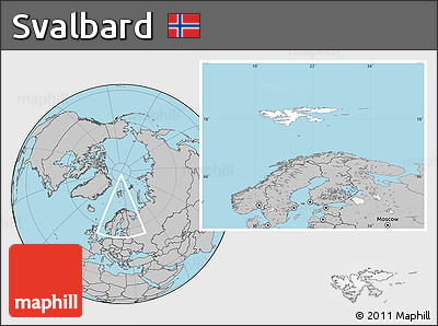 Blank Location Map of Svalbard, gray outside