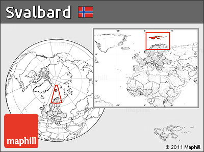 Blank Location Map of Svalbard, highlighted continent, within the entire continent