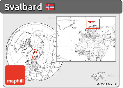 Blank Location Map of Svalbard, highlighted continent, within the entire continent