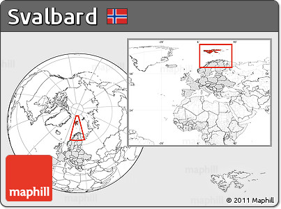 Blank Location Map of Svalbard, highlighted continent, within the entire continent