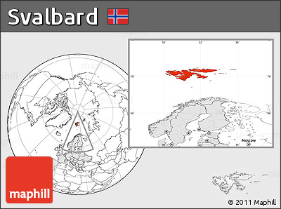 Blank Location Map of Svalbard, highlighted continent
