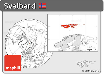 Blank Location Map of Svalbard, highlighted continent