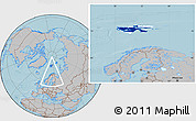 Flag Location Map of Svalbard, gray outside, hill shading outside
