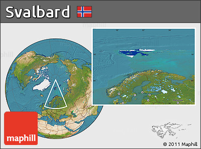Flag Location Map of Svalbard, satellite outside