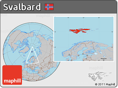 Gray Location Map of Svalbard