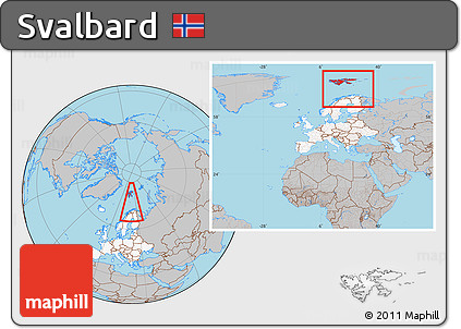 Gray Location Map of Svalbard, highlighted continent, within the entire continent