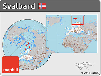 Gray Location Map of Svalbard, highlighted continent, within the entire continent