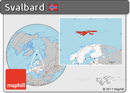 Gray Location Map of Svalbard, highlighted continent