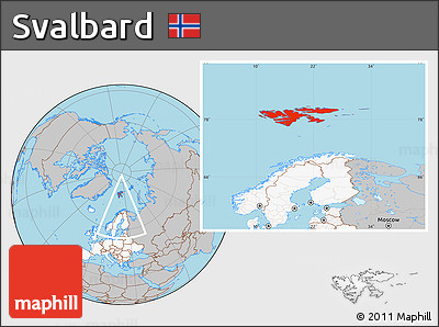 Gray Location Map of Svalbard, highlighted continent