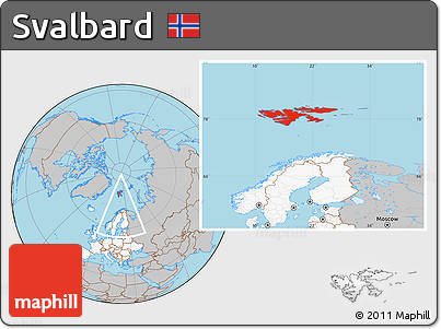 Gray Location Map of Svalbard, highlighted continent
