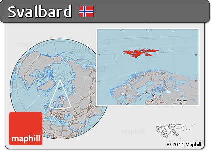 Gray Location Map of Svalbard, hill shading