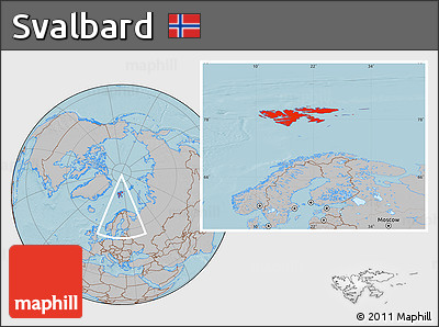 Gray Location Map of Svalbard, hill shading