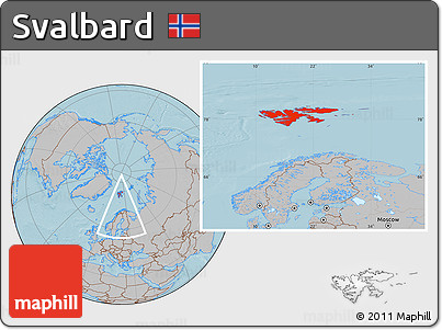 Gray Location Map of Svalbard, hill shading