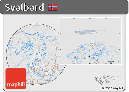 Gray Location Map of Svalbard, lighten, desaturated