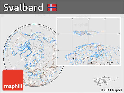 Gray Location Map of Svalbard, lighten, desaturated