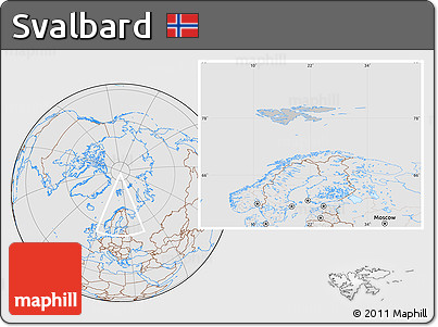 Gray Location Map of Svalbard, lighten, desaturated