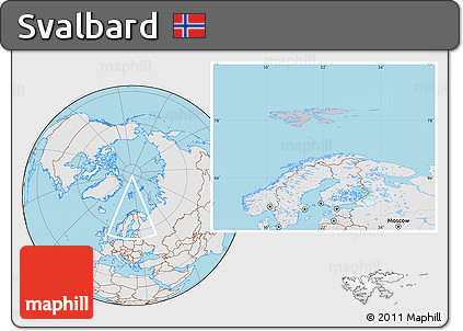 Gray Location Map of Svalbard, lighten, desaturated, land only