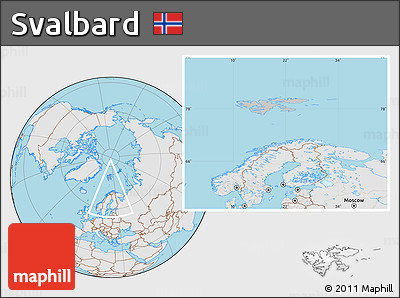 Gray Location Map of Svalbard, lighten, desaturated, land only