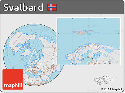 Gray Location Map of Svalbard, lighten, desaturated, land only