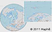 Gray Location Map of Svalbard, lighten, desaturated, land only, hill shading