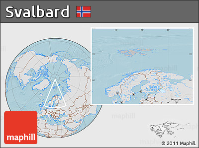 Gray Location Map of Svalbard, lighten, land only, hill shading