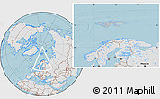 Gray Location Map of Svalbard, lighten, land only, hill shading