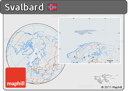 Gray Location Map of Svalbard, lighten, semi-desaturated