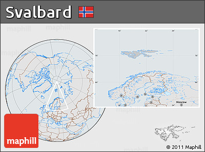 Gray Location Map of Svalbard, lighten, semi-desaturated