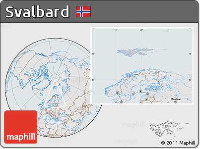 Gray Location Map of Svalbard, lighten, semi-desaturated