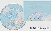 Gray Location Map of Svalbard, lighten, semi-desaturated, land only, hill shading