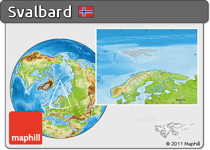 Gray Location Map of Svalbard, physical outside, hill shading