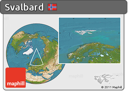 Gray Location Map of Svalbard, satellite outside