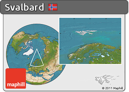 Gray Location Map of Svalbard, satellite outside, hill shading