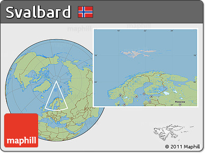 Gray Location Map of Svalbard, savanna style outside, hill shading inside
