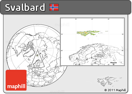 Physical Location Map of Svalbard, blank outside