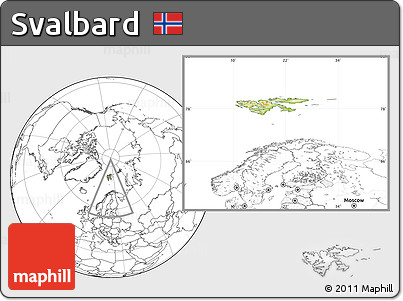 Physical Location Map of Svalbard, blank outside