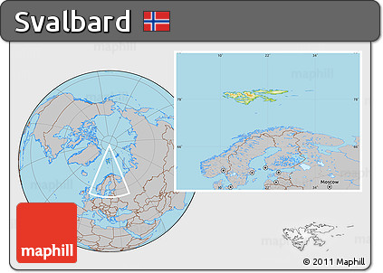 Physical Location Map of Svalbard, gray outside