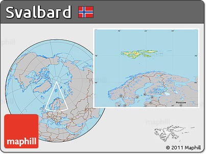 Physical Location Map of Svalbard, gray outside