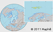 Physical Location Map of Svalbard, gray outside