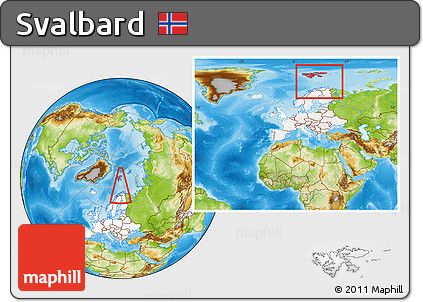 Physical Location Map of Svalbard, highlighted continent, within the entire continent