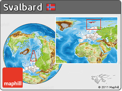 Physical Location Map of Svalbard, highlighted continent, within the entire continent